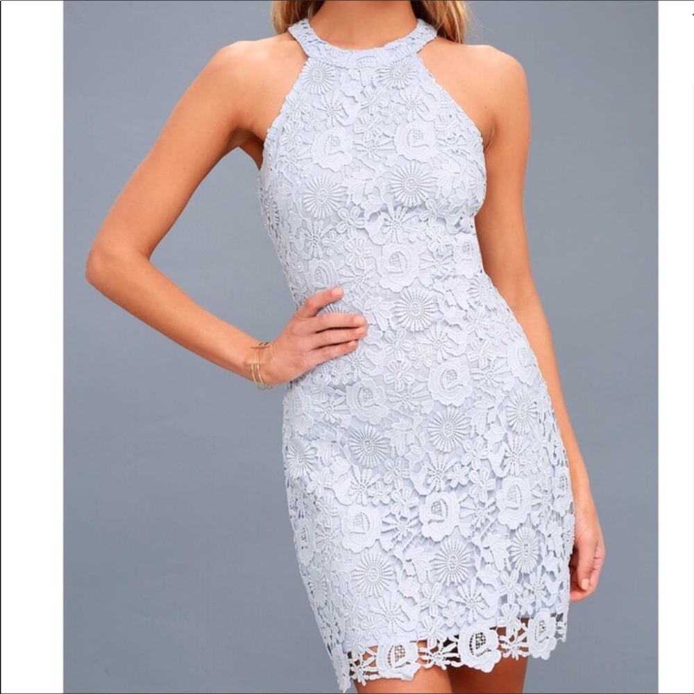 Lulu’s light blue lace mini dress NWOT